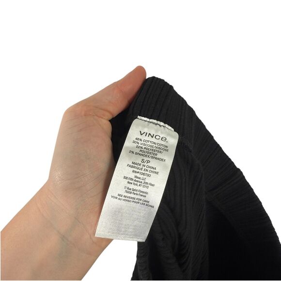 Vince Rib Flared Pant Black Pull On Stretch High Rise Capsole Womens Size Small - Picture 6 of 7